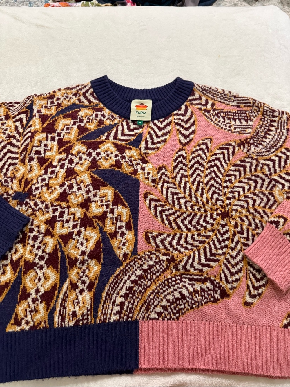 Farm Rio Mixed Yawanawa Vanahu Wool Sweater Size Medium D77